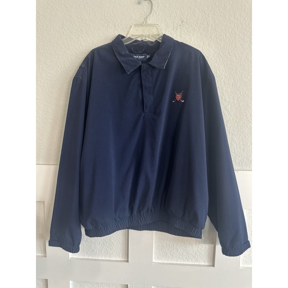 Polo Ralph Lauren Polo Golf Jacket Mens XL Navy Pullover Lined Windbreaker 90s